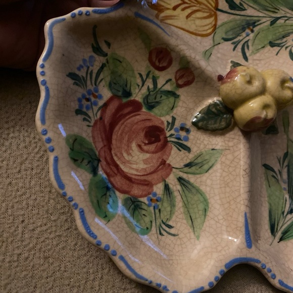 VTG serving dish tray hand painted divider dish small lazy Susan retro classic - Picture 14 of 14